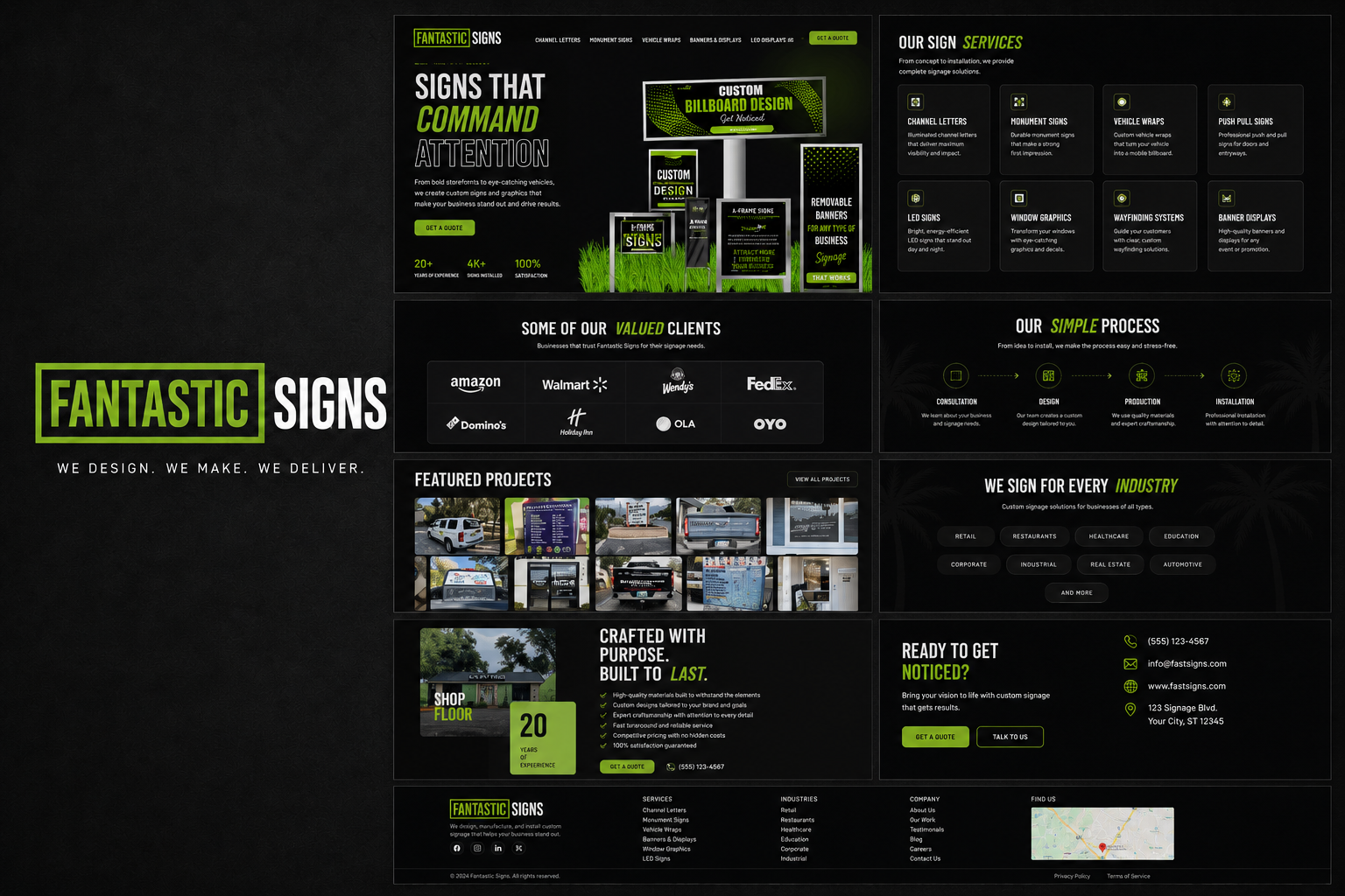 Fantastic Signs full website design layout